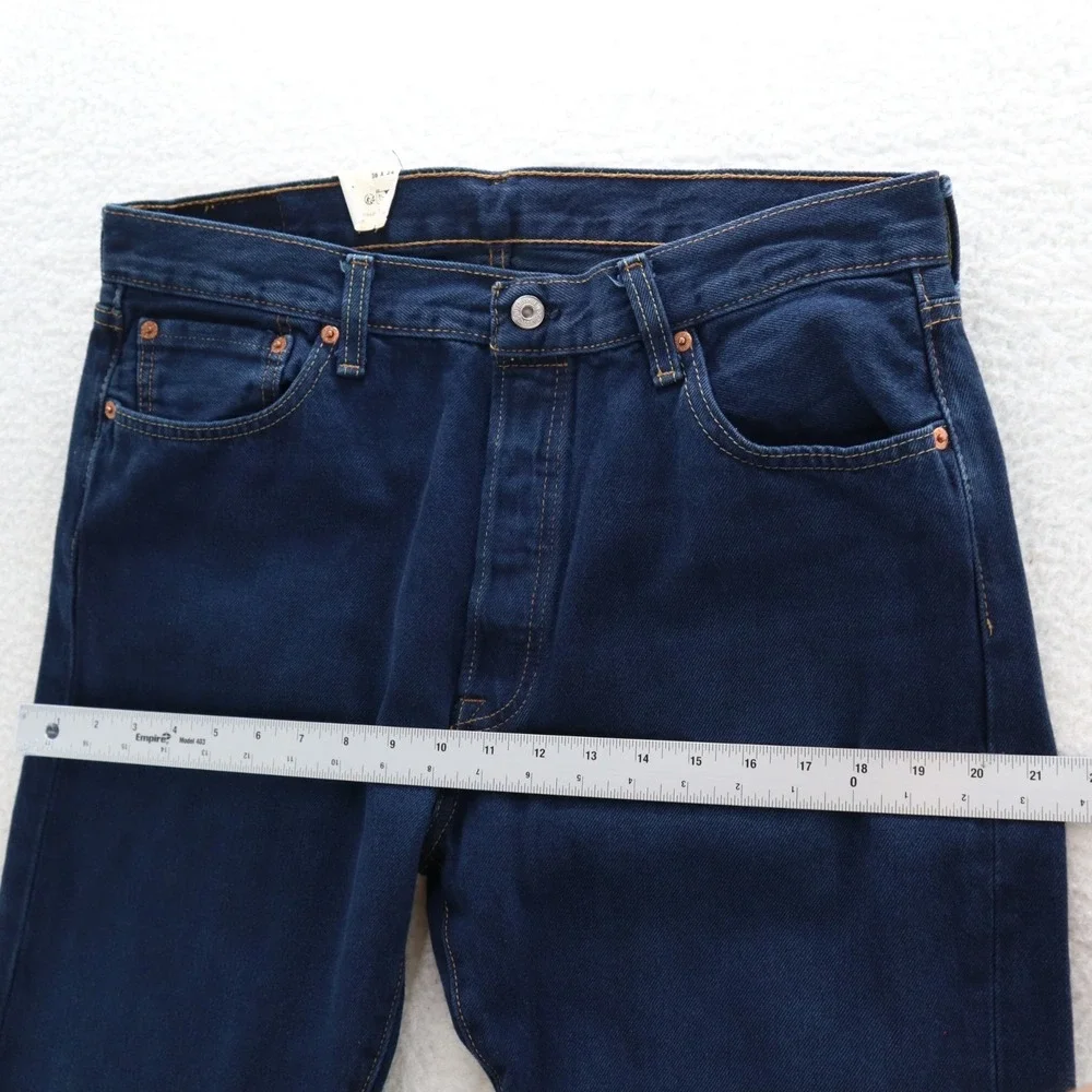 Levis 501 Jeans Men's 36x34 Navy Blue Original Button Fly Denim Grunge 90s Y2K